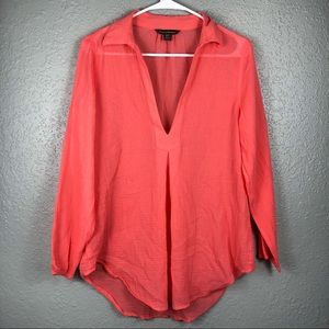 Tommy Bahama salmon coral top tunic sheer small